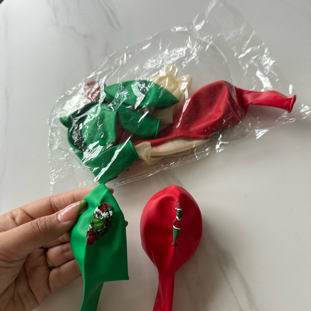 Christmas grinch Festive Green & Red Printed Balloons